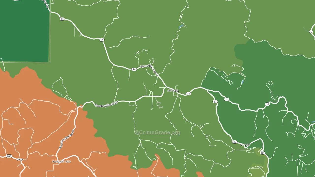 Fifty-Six, AR Map of Vehicle Theft Rates
