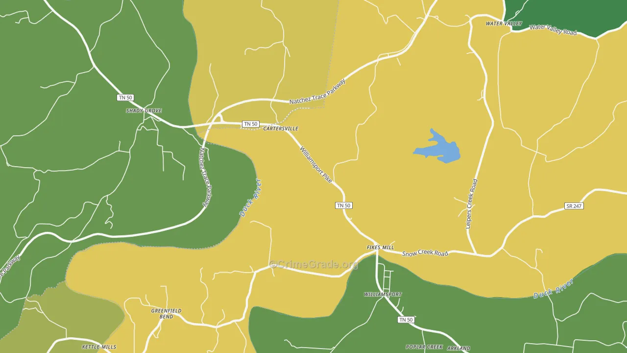 Fikes Mill, TN Map of Vehicle Theft Rates