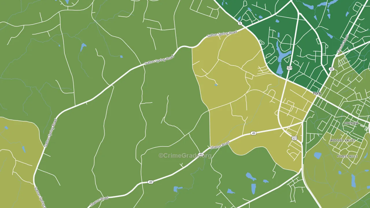 Filbert, SC Map of Vehicle Theft Rates