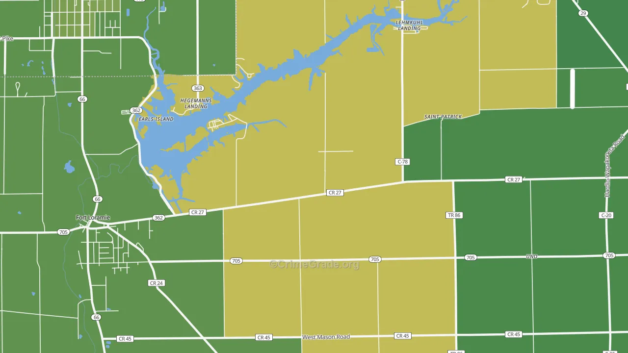 Filburns Island, OH Map of Vehicle Theft Rates
