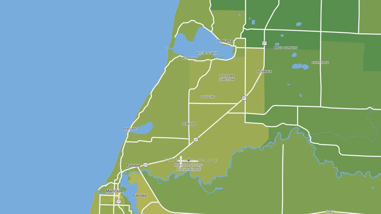 Filer City, MI Map of Vehicle Theft Rates