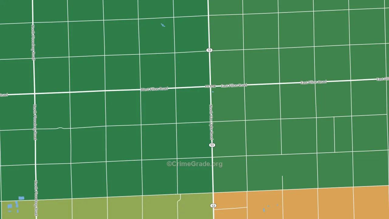 Filion, MI Map of Vehicle Theft Rates