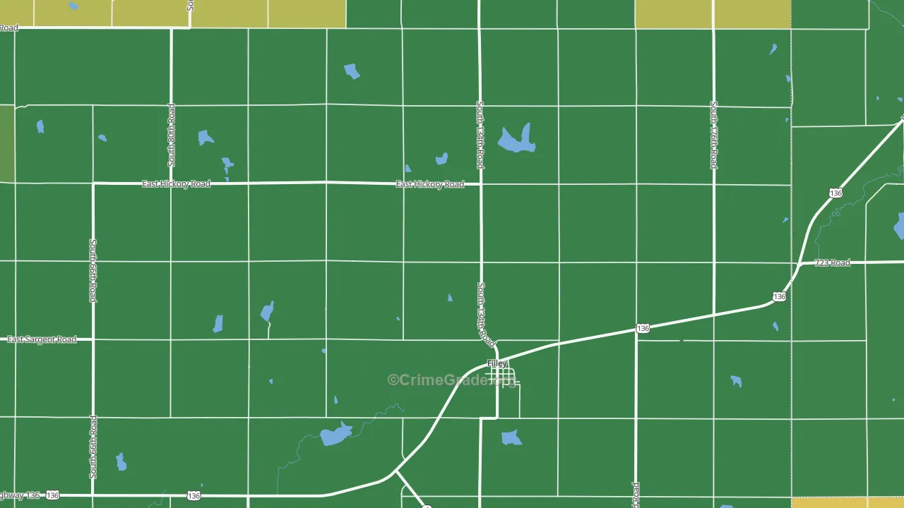 Filley, NE Map of Vehicle Theft Rates