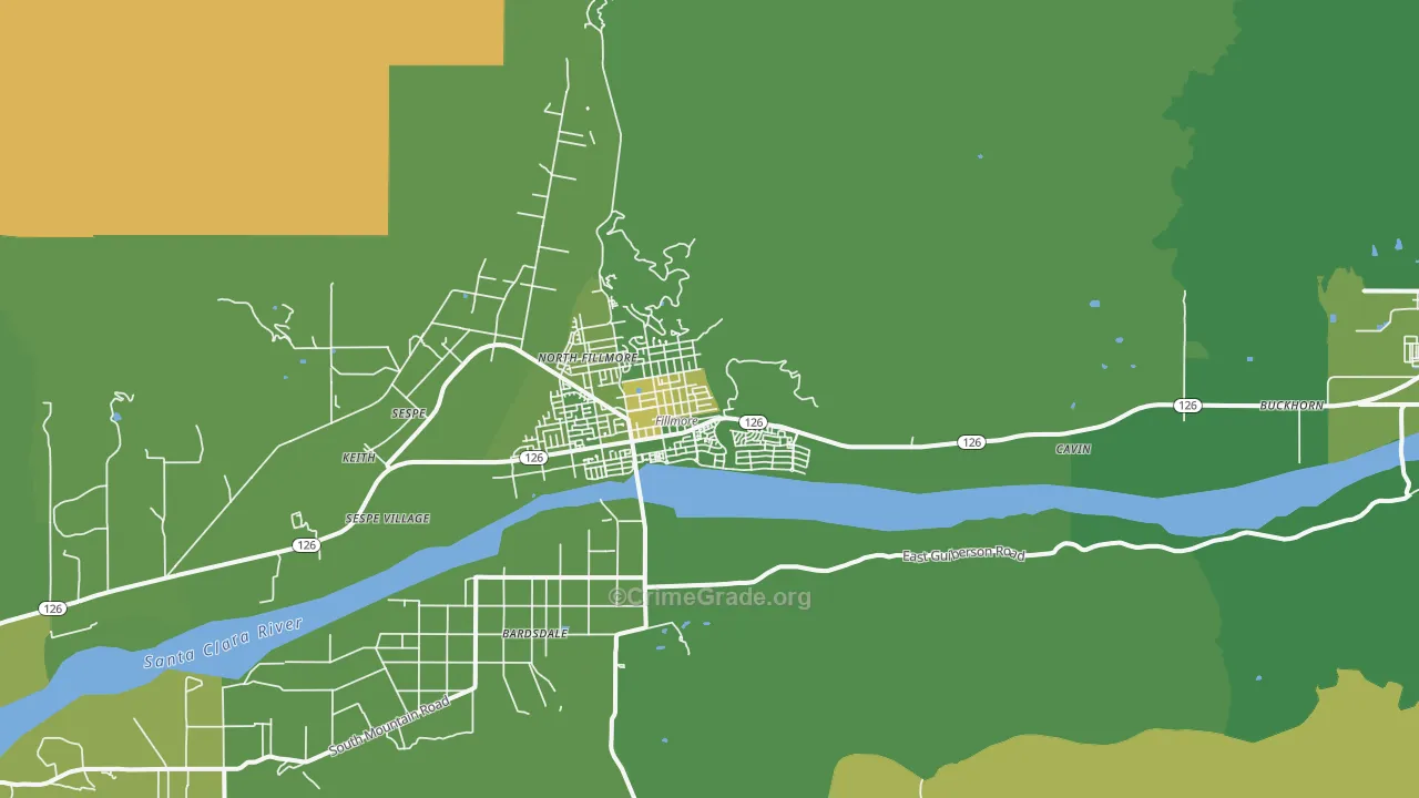 Fillmore, CA Map of Vehicle Theft Rates