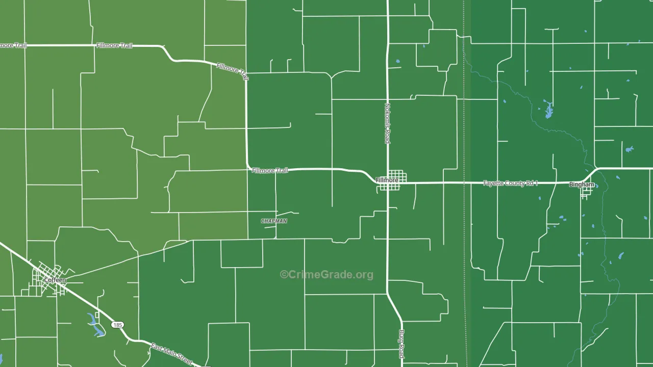Fillmore, IL Map of Vehicle Theft Rates
