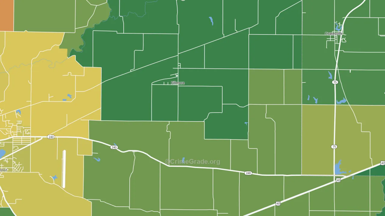 Fillmore, IN Map of Vehicle Theft Rates
