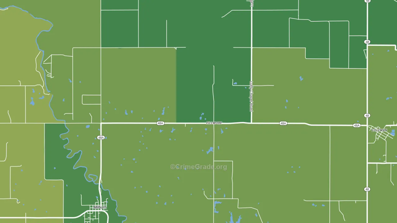 Fillmore, OK Map of Vehicle Theft Rates