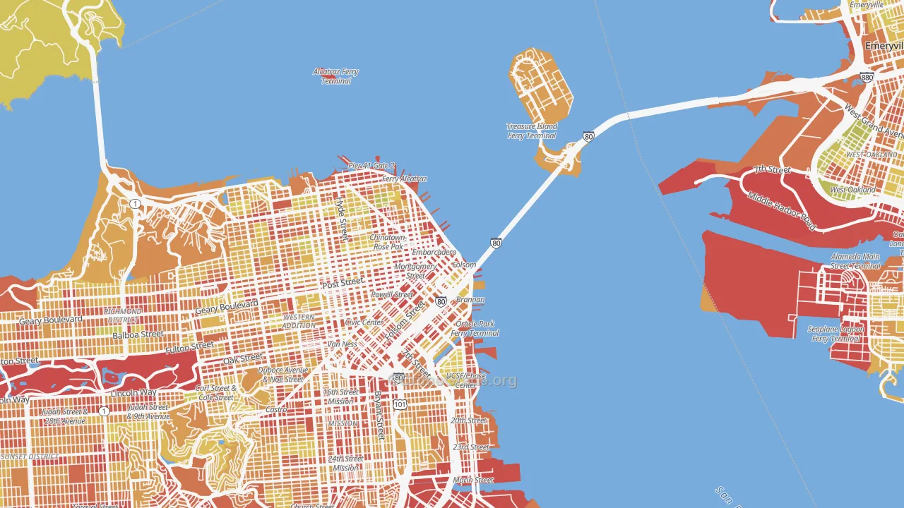 Financial District, San Francisco, CA Map of Vehicle Theft Rates