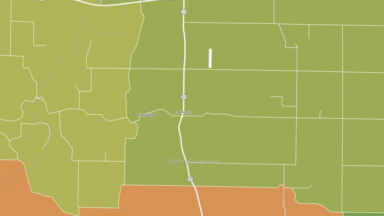 Fincastle, IN Map of Vehicle Theft Rates