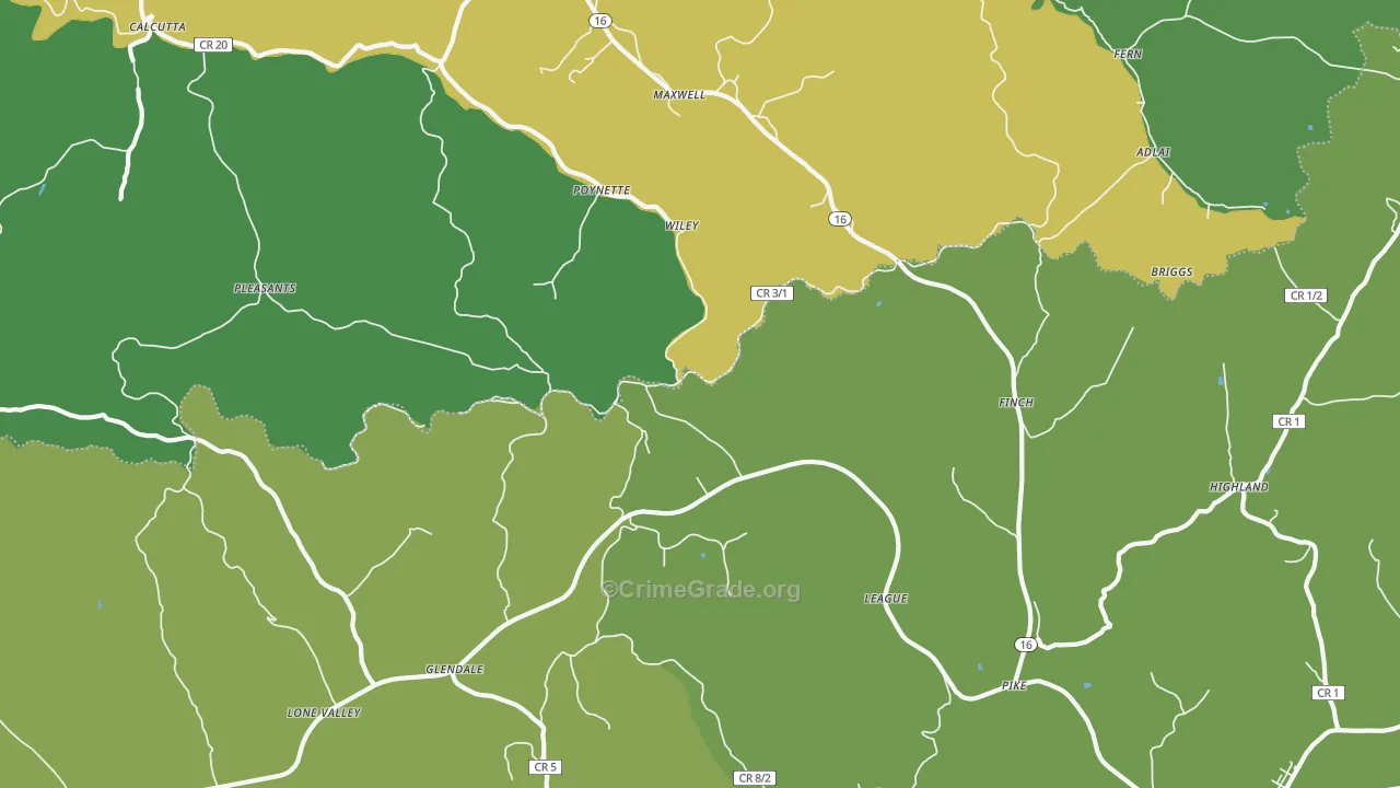 Finch, WV Map of Vehicle Theft Rates