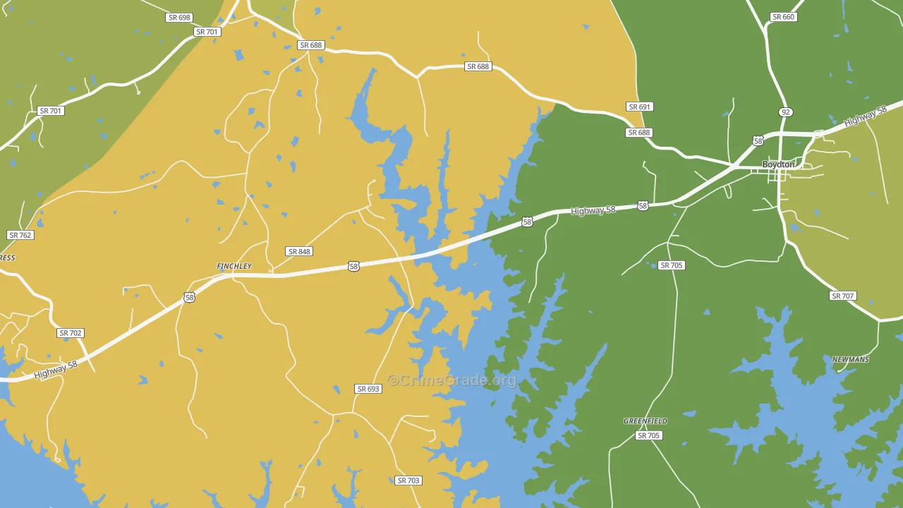 Finchley, VA Map of Vehicle Theft Rates