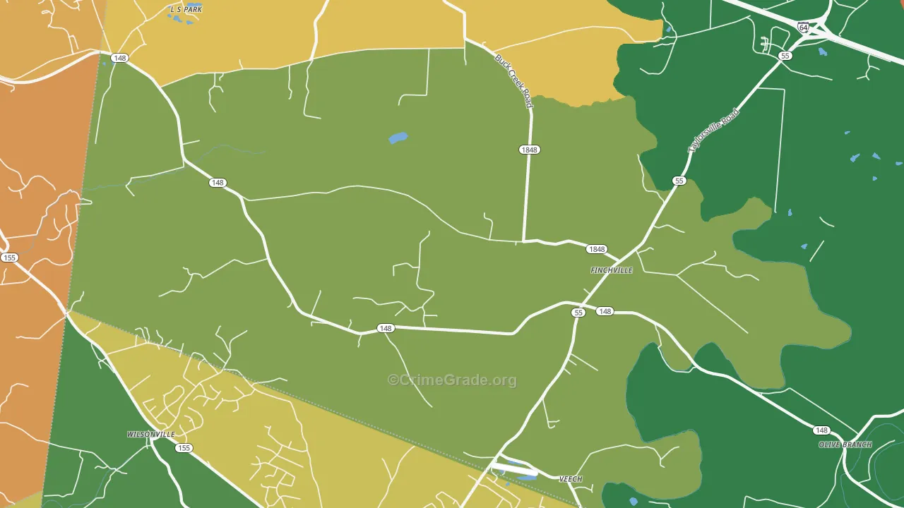 Finchville, KY Map of Vehicle Theft Rates