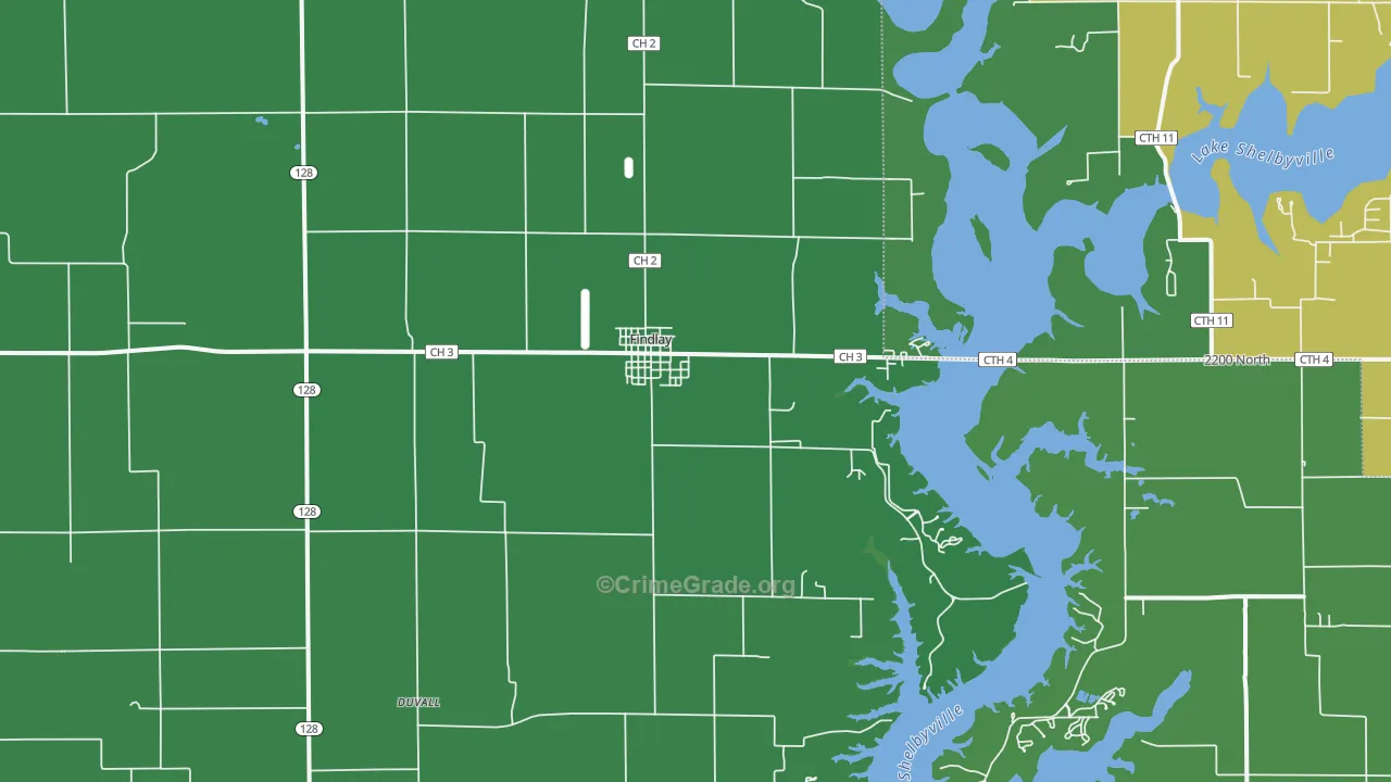 Findlay, IL Map of Vehicle Theft Rates