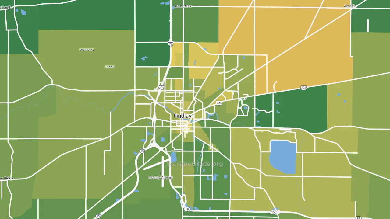 Findlay, OH Map of Vehicle Theft Rates