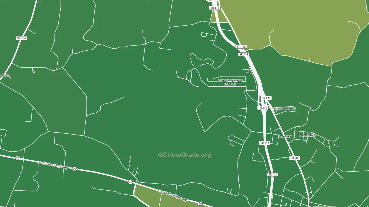 Findlay, TN Map of Vehicle Theft Rates