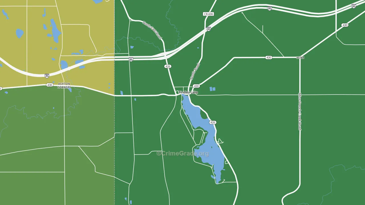 Findley Lake, NY Map of Vehicle Theft Rates