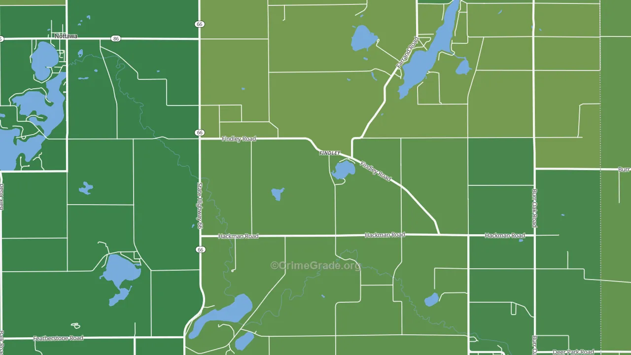 Findley, MI Map of Vehicle Theft Rates