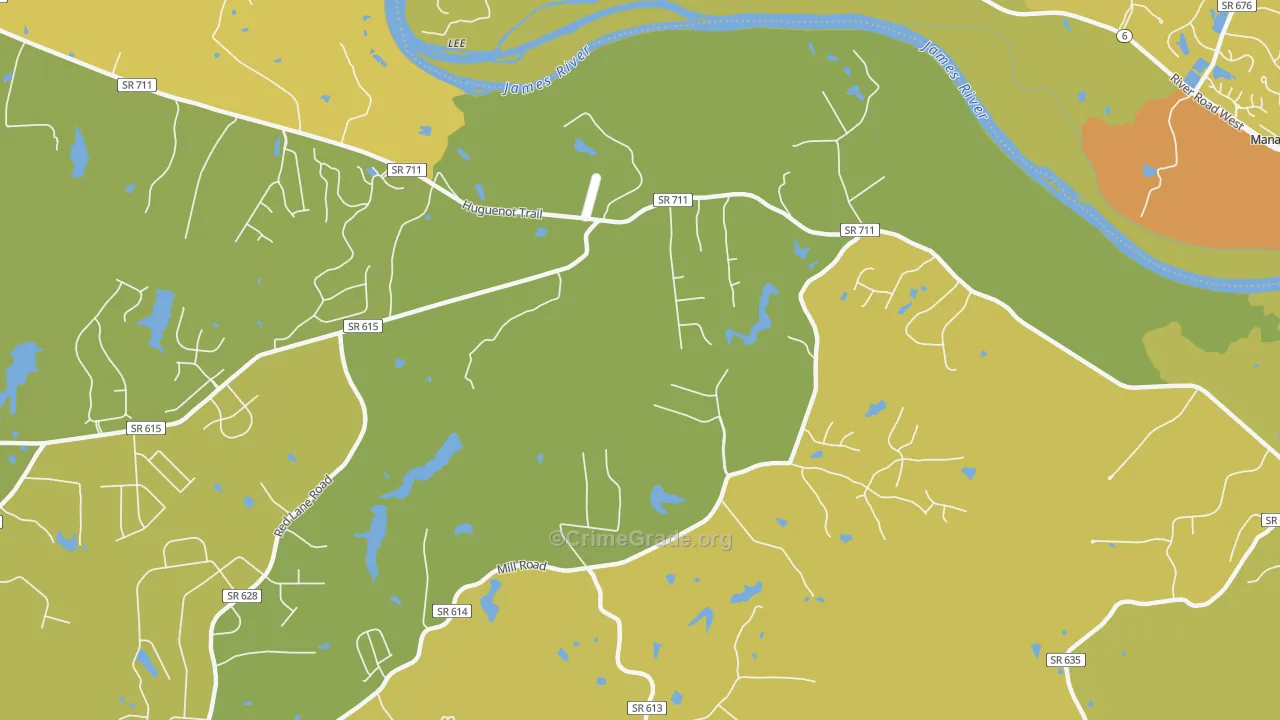 Fine Creek Mills, VA Map of Vehicle Theft Rates