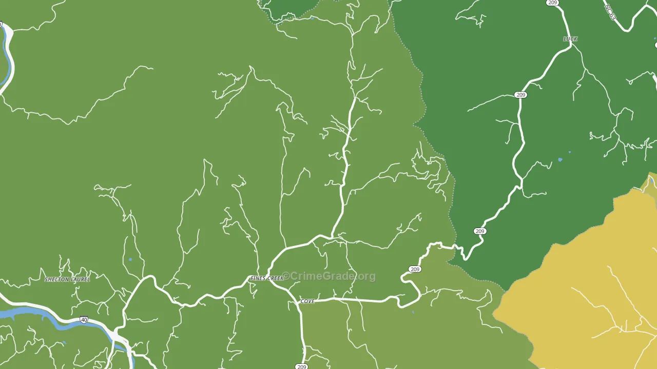 Fines Creek, NC Map of Vehicle Theft Rates