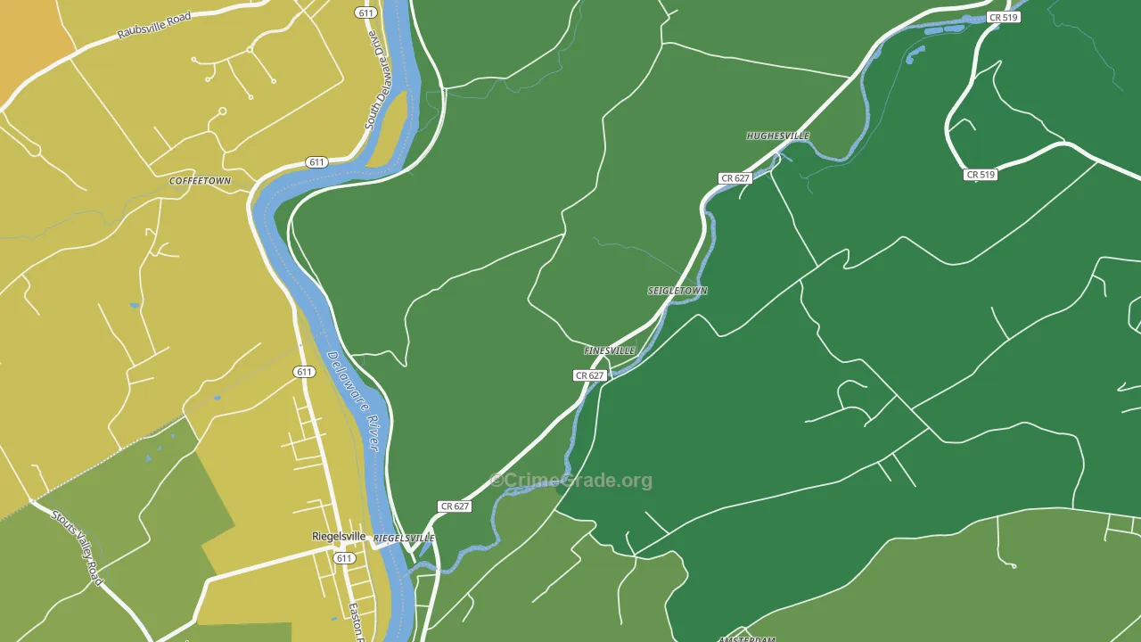 Finesville, NJ Map of Vehicle Theft Rates