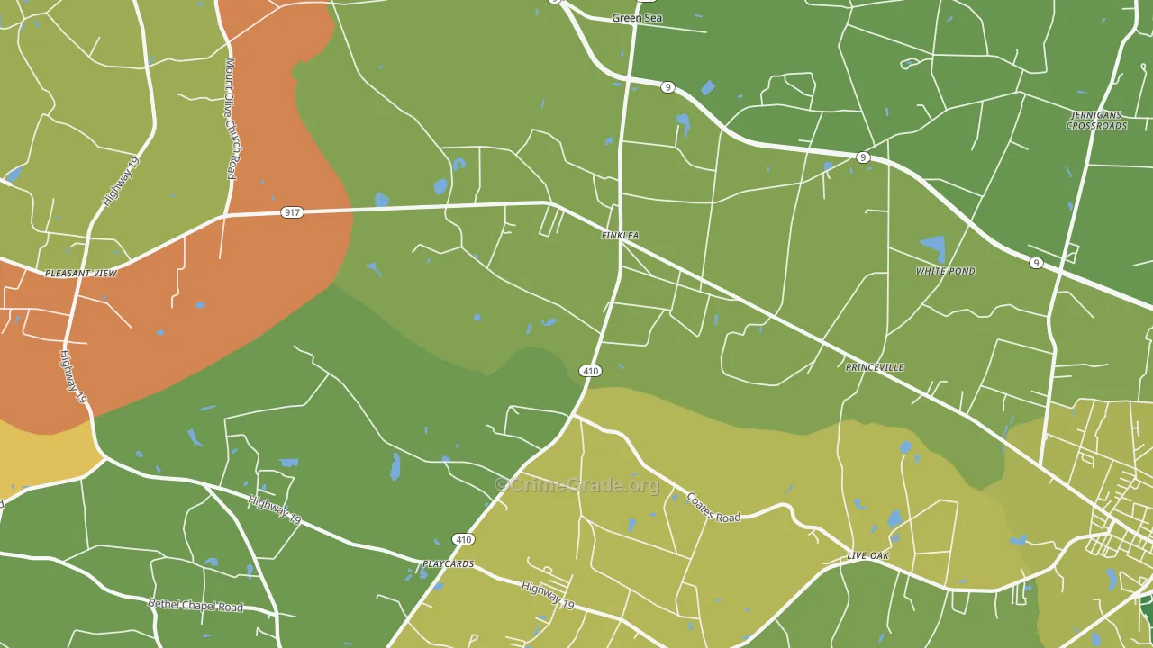Finklea, SC Map of Vehicle Theft Rates
