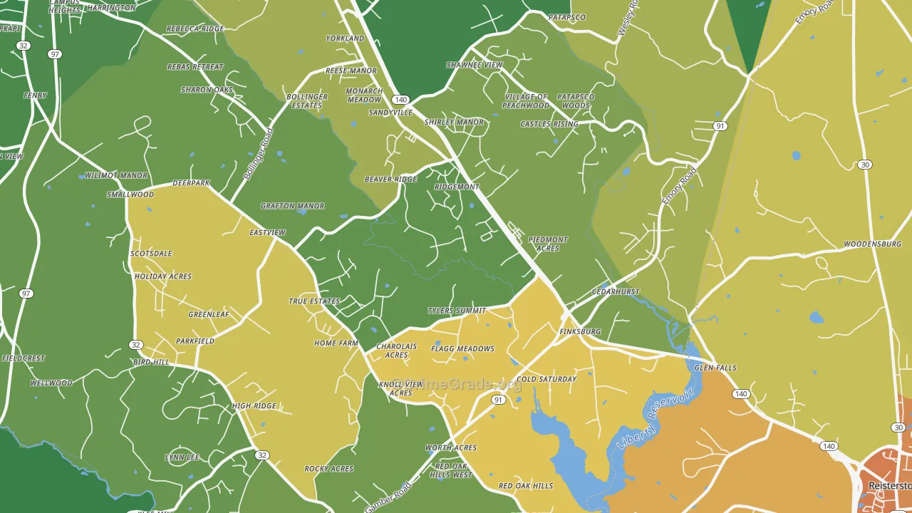 Finksburg, MD Map of Vehicle Theft Rates