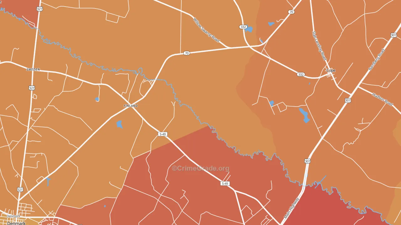 Finland, SC Map of Vehicle Theft Rates