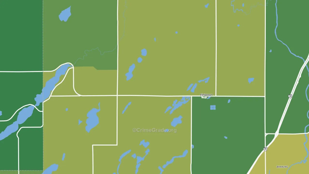 Finlayson, MN Map of Vehicle Theft Rates