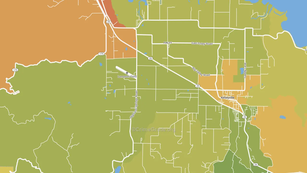 Finley, CA Map of Vehicle Theft Rates