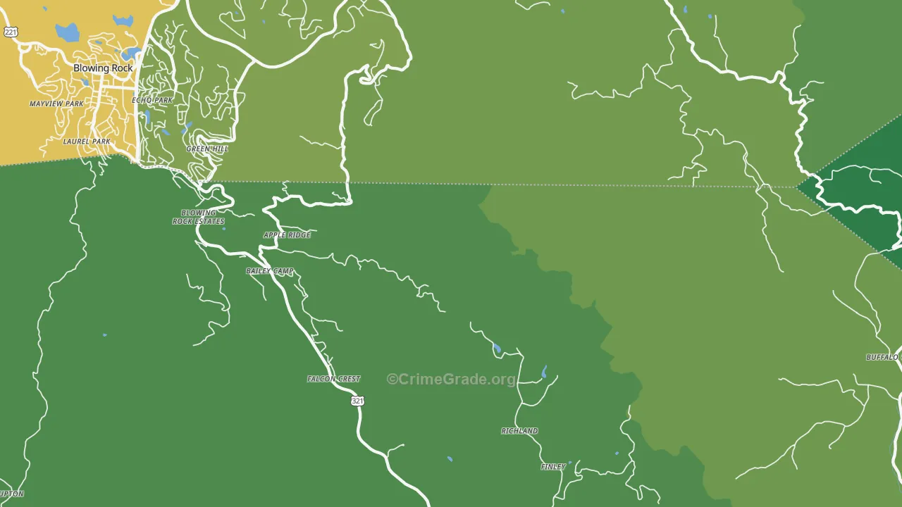Finley, NC Map of Vehicle Theft Rates