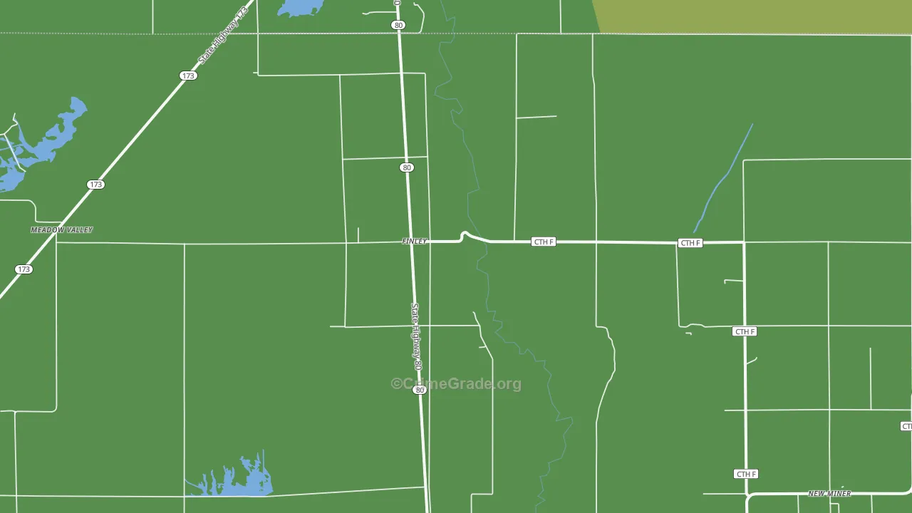 Finley, WI Map of Vehicle Theft Rates