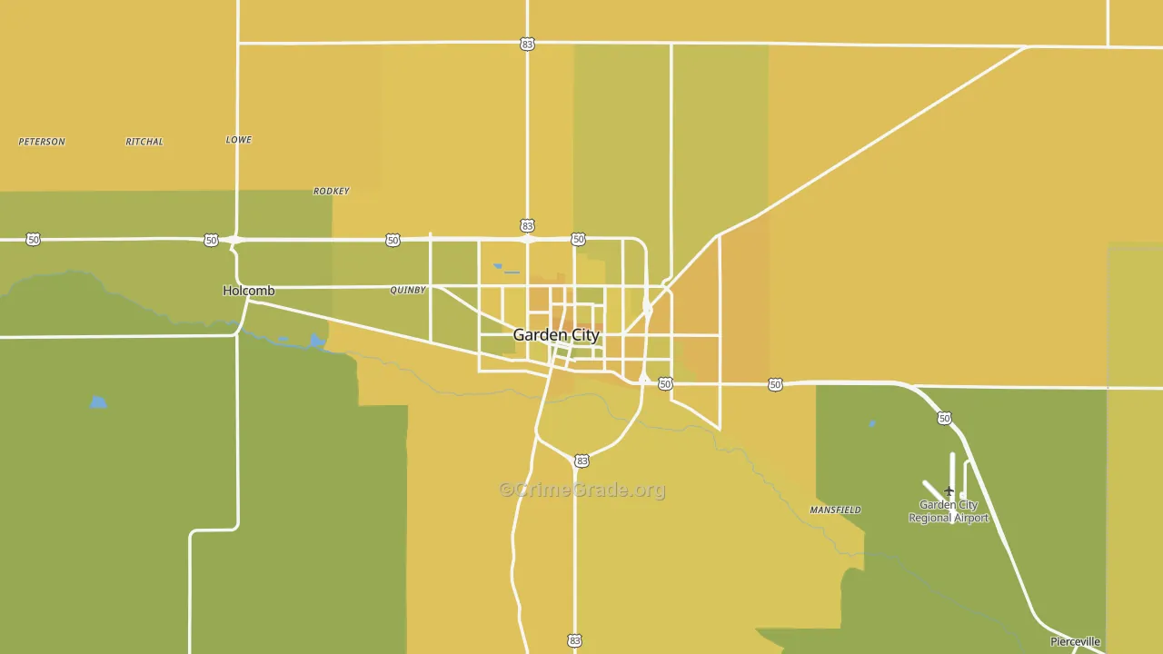 Finney County, KS Map of Vehicle Theft Rates