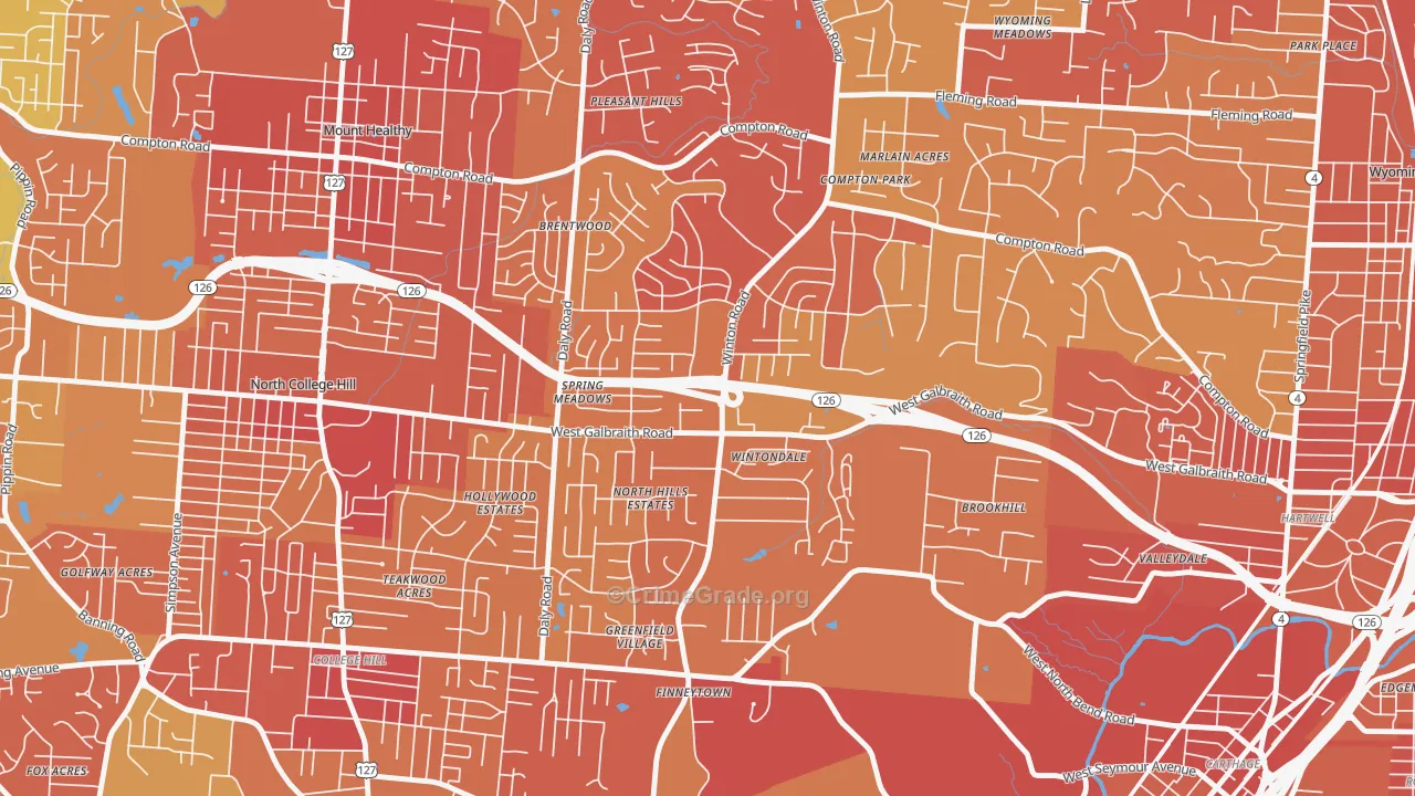 Finneytown, OH Map of Vehicle Theft Rates