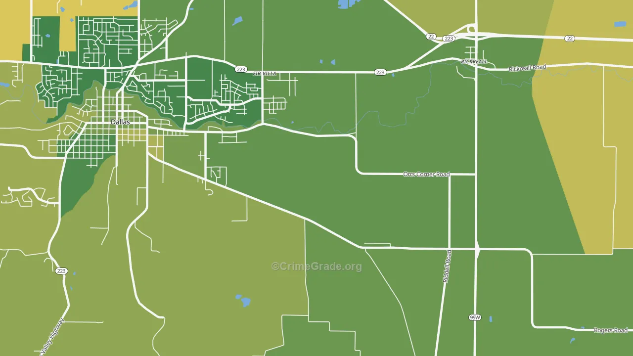 Fir Villa, OR Map of Vehicle Theft Rates