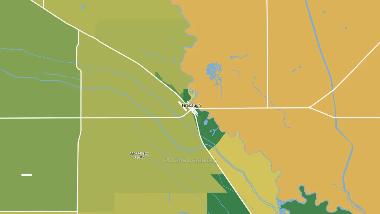 Firebaugh, CA Map of Vehicle Theft Rates