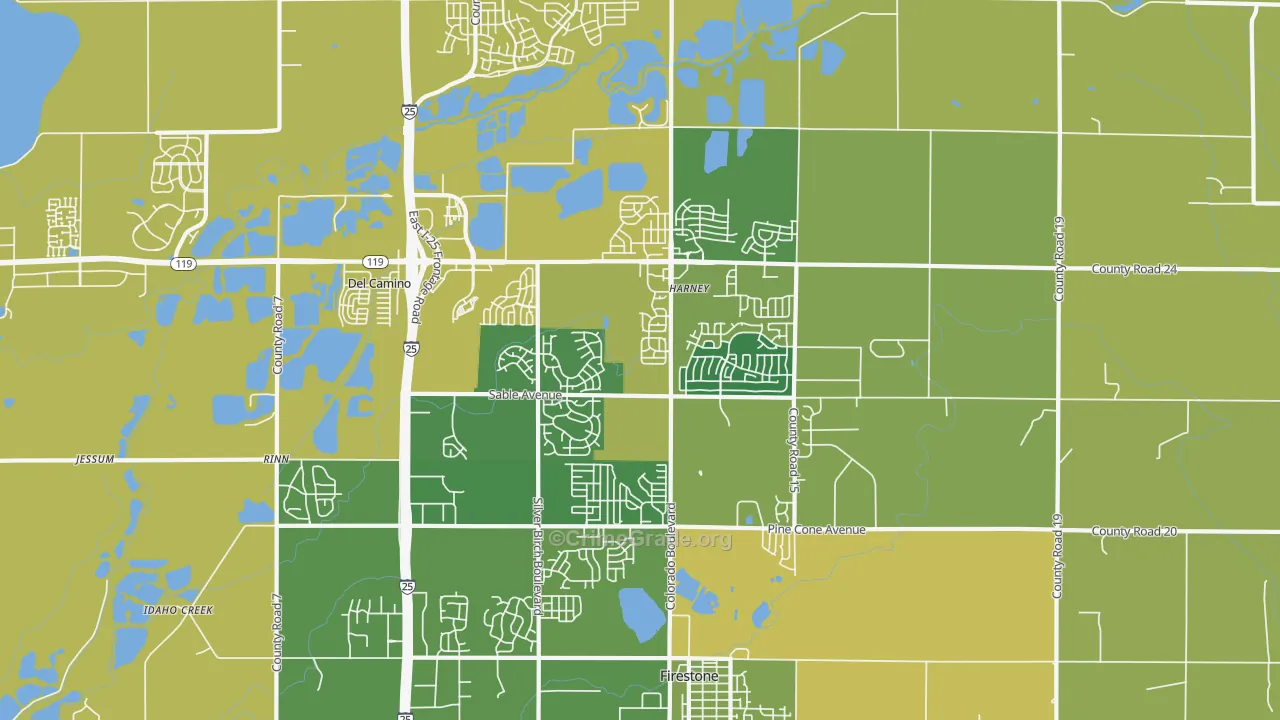 Firestone, CO Map of Vehicle Theft Rates