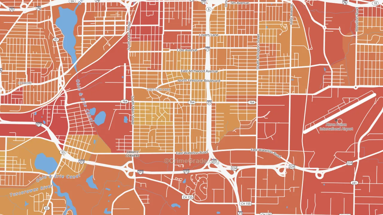 Firestone Park, Akron, OH Map of Vehicle Theft Rates