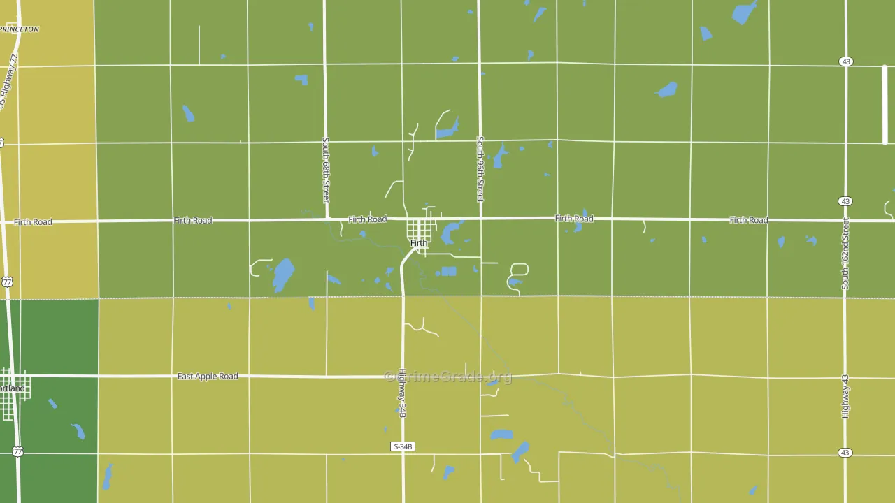 Firth, NE Map of Vehicle Theft Rates