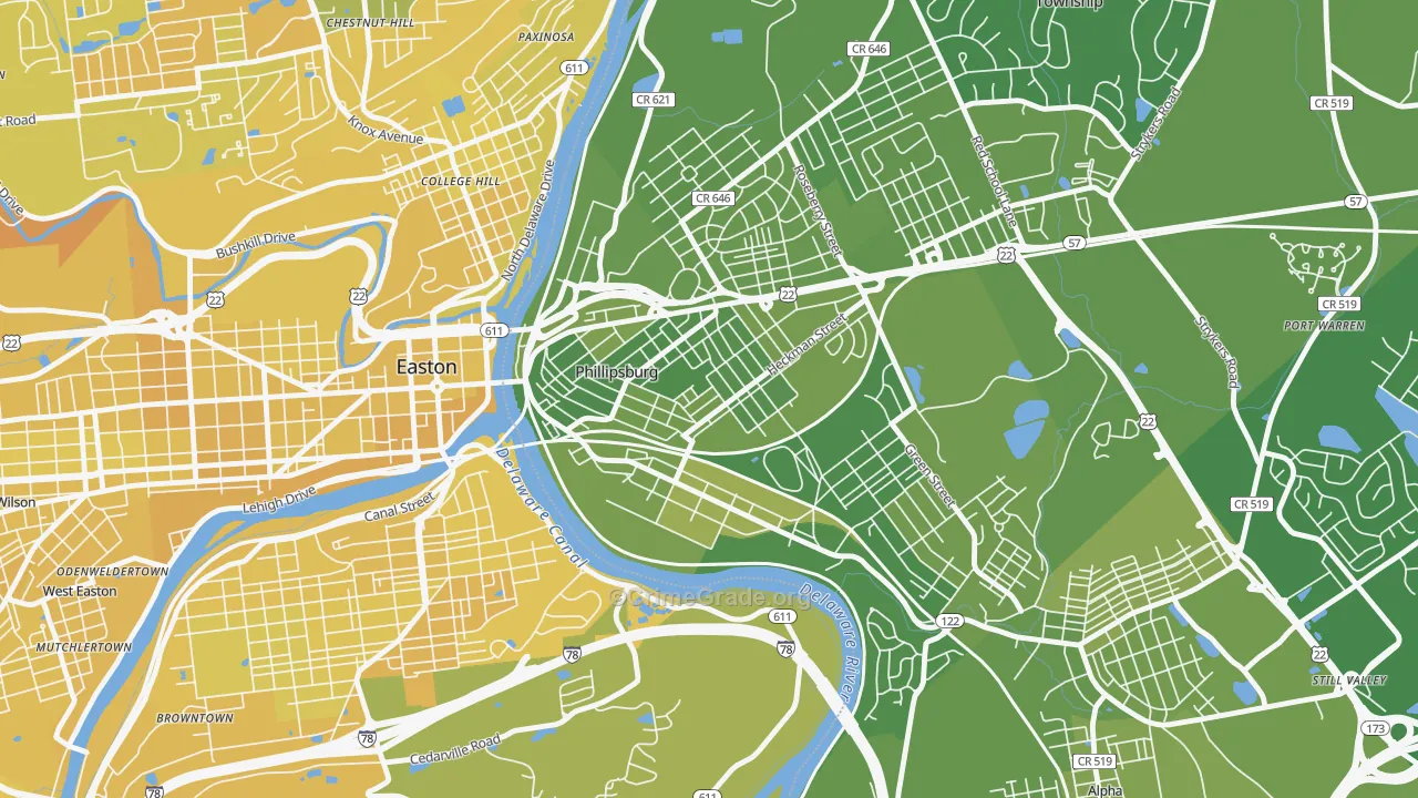 Firthtown, Phillipsburg, NJ Map of Vehicle Theft Rates