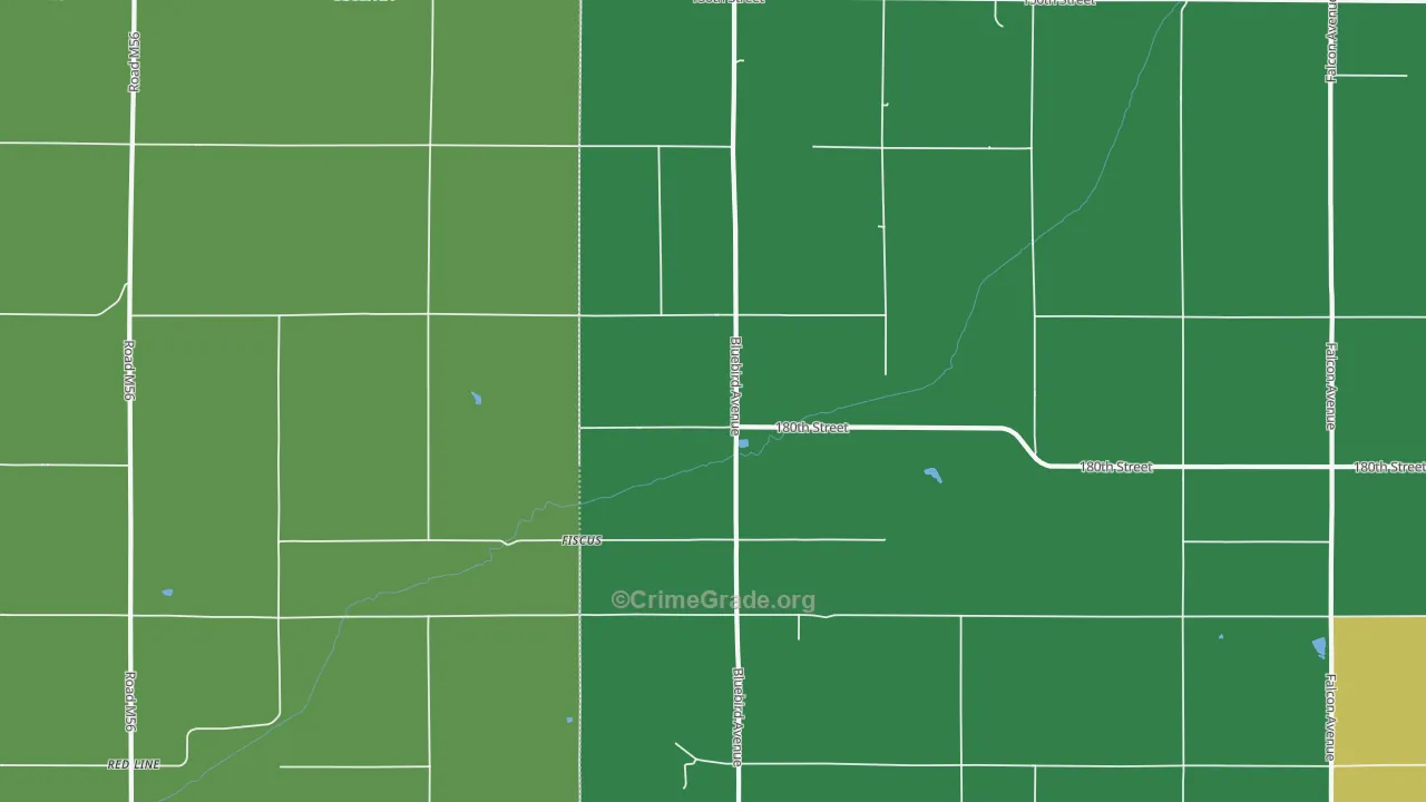 Fiscus, IA Map of Vehicle Theft Rates