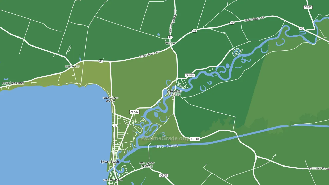 Fish Creek Landing, NY Map of Vehicle Theft Rates
