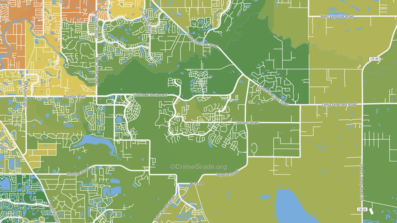 Fish Hawk, FL Map of Vehicle Theft Rates