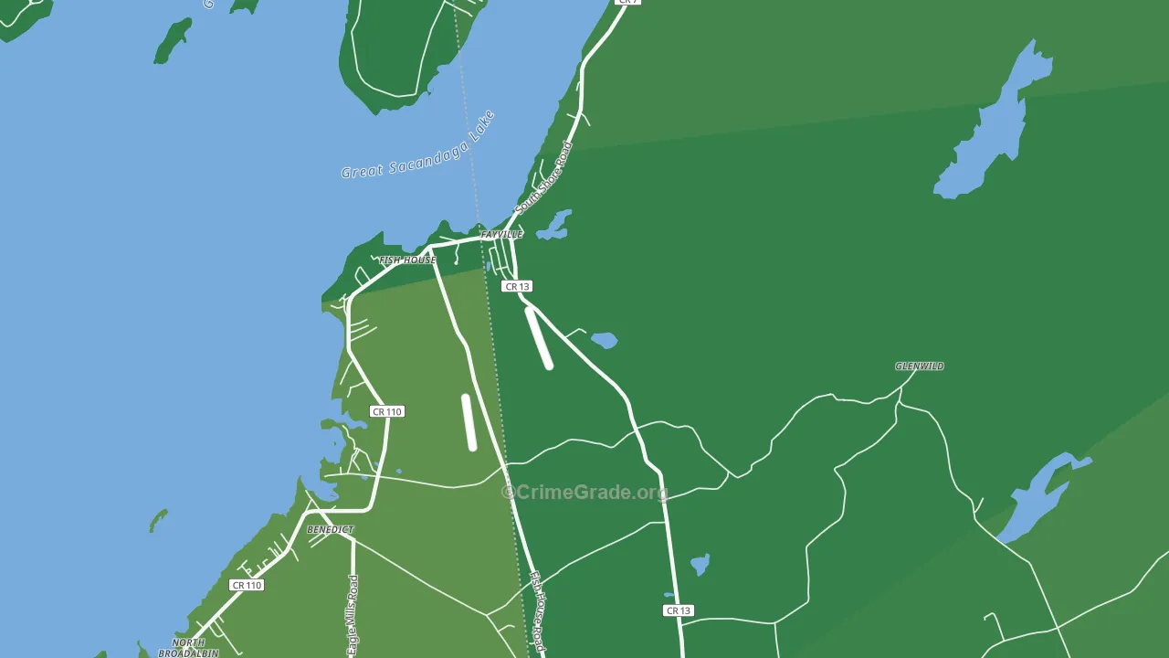 Fish House, NY Map of Vehicle Theft Rates