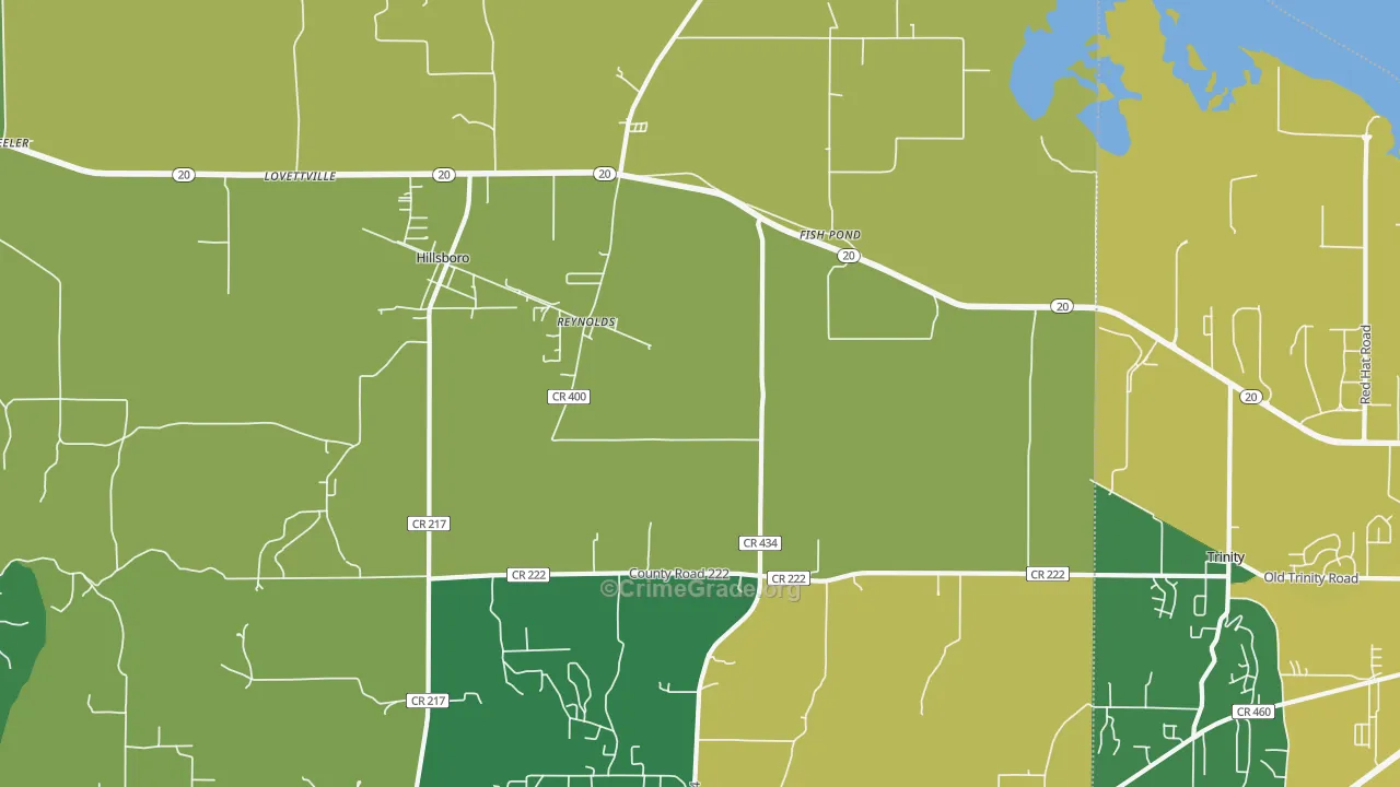 Fish Pond, AL Map of Vehicle Theft Rates