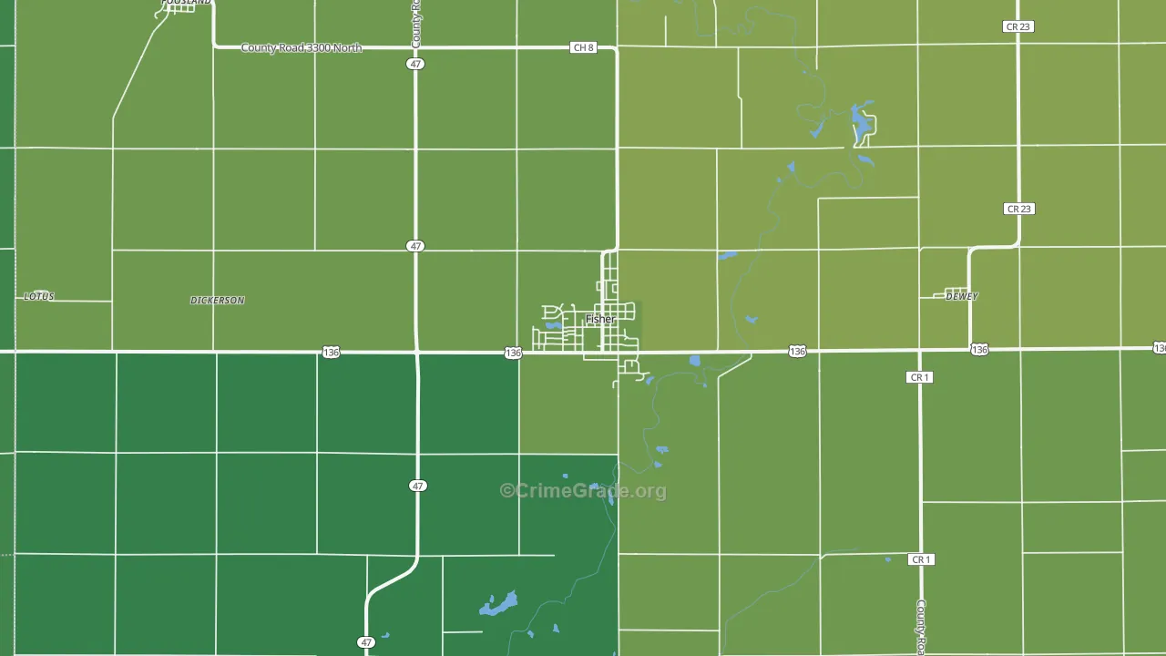 Fisher, IL Map of Vehicle Theft Rates