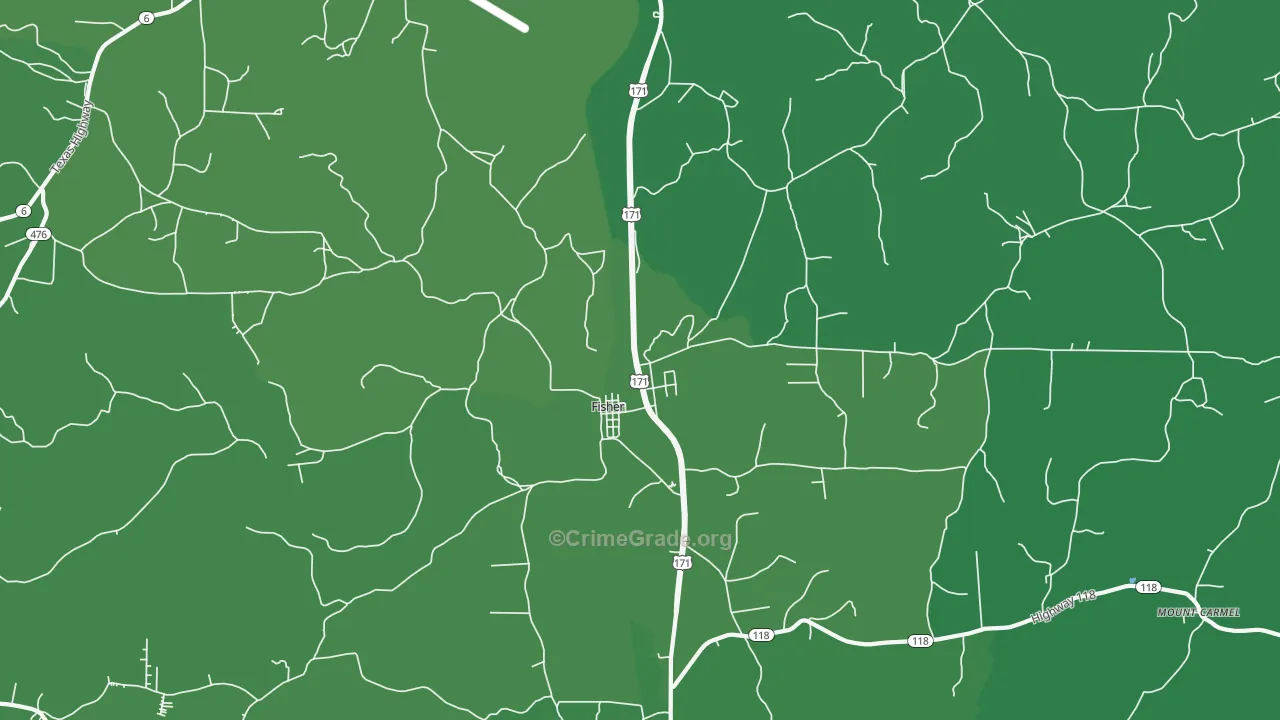 Fisher, LA Map of Vehicle Theft Rates