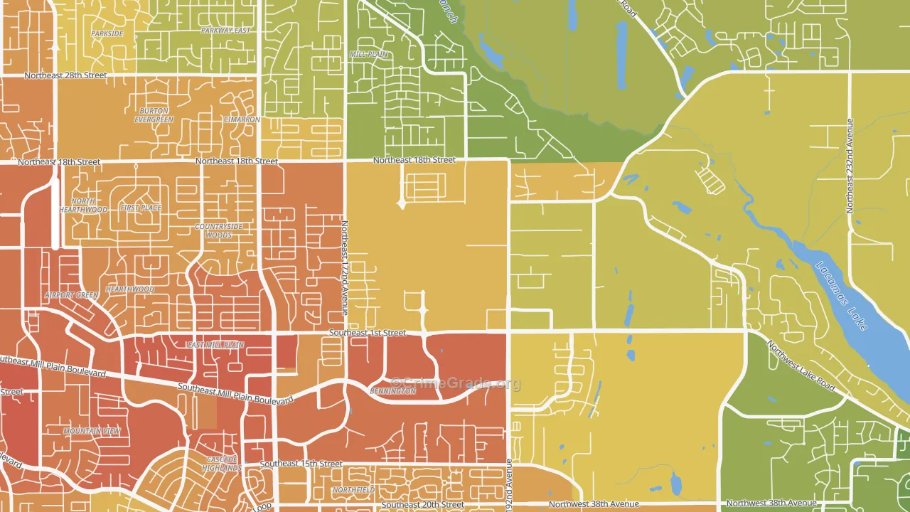 Fisher-Mill Plain-Fisher's Village, Vancouver, WA Map of Vehicle Theft Rates