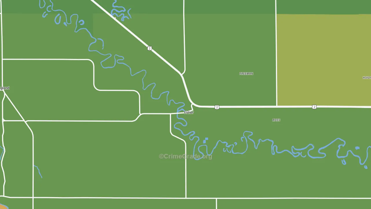 Fisher, MN Map of Vehicle Theft Rates
