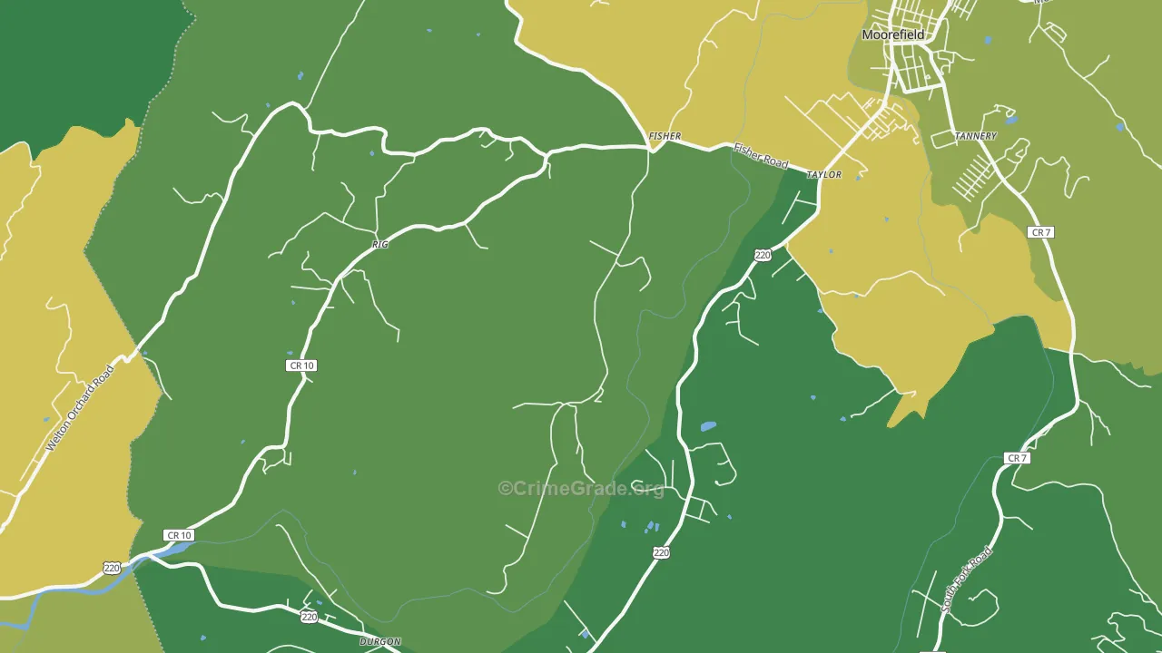 Fisher, WV Map of Vehicle Theft Rates