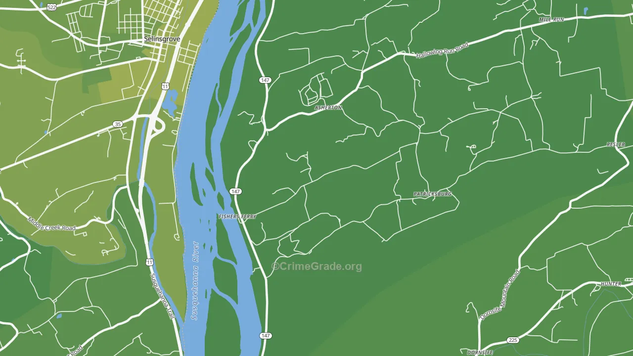 Fishers Ferry, PA Map of Vehicle Theft Rates
